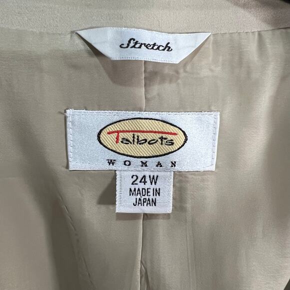 Talbots Woman’s Stretch Size 24W Button Detaik Snap Down Tan Jacket Lightweight - Picture 2 of 11